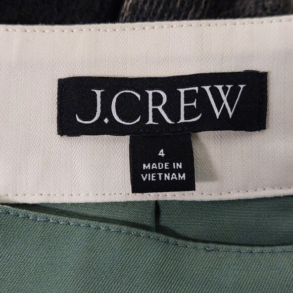 J. Crew Green, Pleated, Cotton Twill Short Skirt; Size: 4 - Picture 6 of 8
